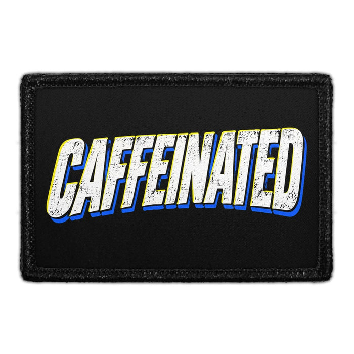 CAFFEINATED - Meta Data - Crop Image Text - Removable Patch - Pull Patch - Removable Patches For Authentic Flexfit and Snapback Hats
