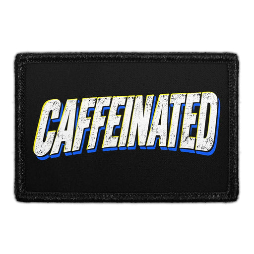 CAFFEINATED - Meta Data - Crop Image Text - Removable Patch - Pull Patch - Removable Patches For Authentic Flexfit and Snapback Hats
