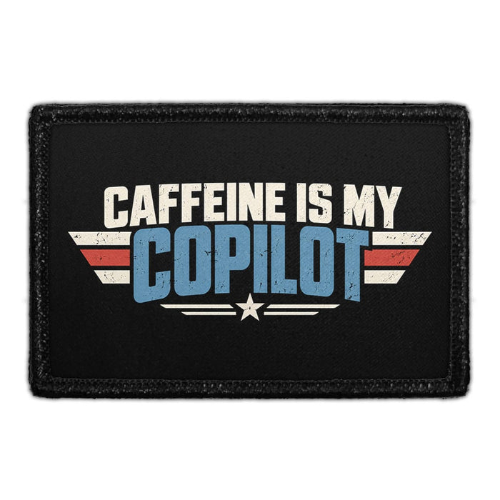 Caffeine Is My Copilot - Meta Data - Crop Image Text - Removable Patch - Pull Patch - Removable Patches For Authentic Flexfit and Snapback Hats
