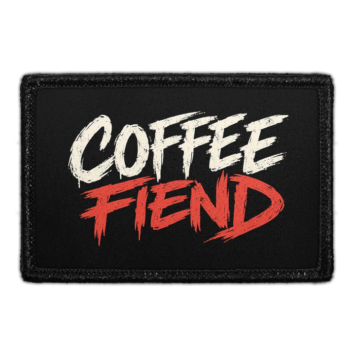 COFFEE FIEND - Meta Data - Crop Image Text - Removable Patch - Pull Patch - Removable Patches For Authentic Flexfit and Snapback Hats

