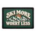 Ski More Worry Less - Meta Data - Crop Image Text - Removable Patch - Pull Patch - Removable Patches For Authentic Flexfit and Snapback Hats