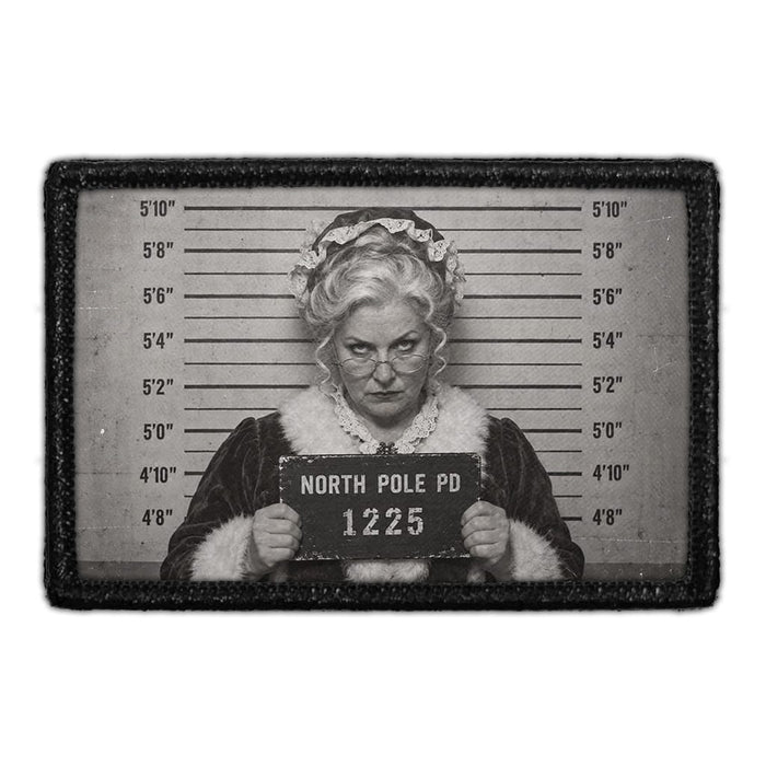 Mrs. Claus Mugshot - Meta Data - Crop Image Text - Removable Patch - Pull Patch - Removable Patches For Authentic Flexfit and Snapback Hats