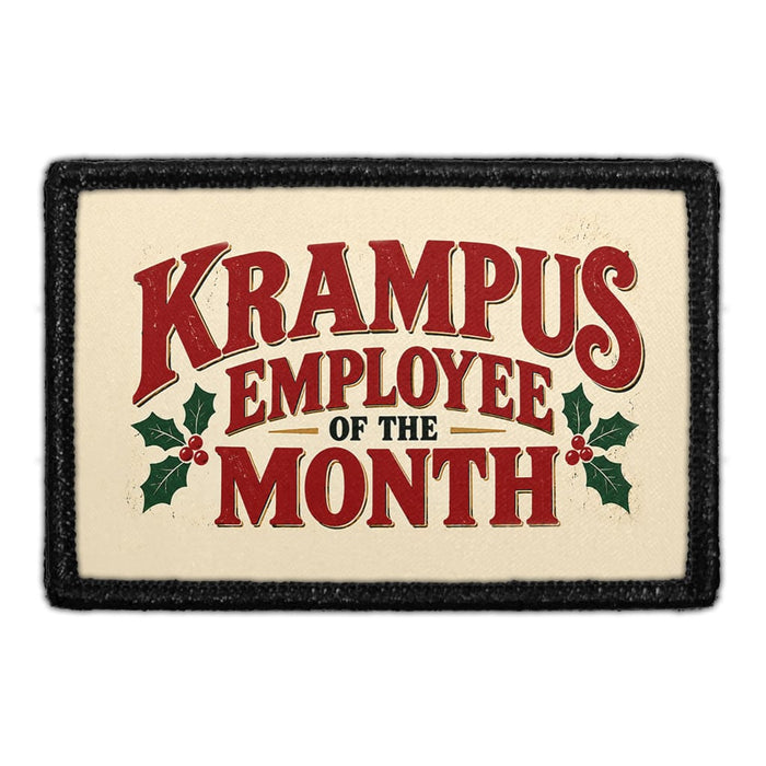 Krampus Employee of the Month - Meta Data - Crop Image Text - Removable Patch - Pull Patch - Removable Patches For Authentic Flexfit and Snapback Hats