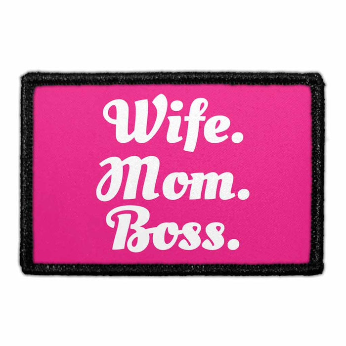 Wife. Mom. Boss. - Removable Patch - Pull Patch - Removable Patches For Authentic Flexfit and Snapback Hats