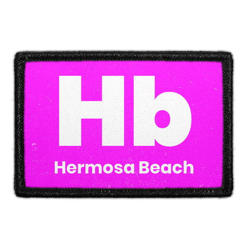 Hb - Hermosa Beach - Pink - Removable Patch - Pull Patch - Removable Patches For Authentic Flexfit and Snapback Hats