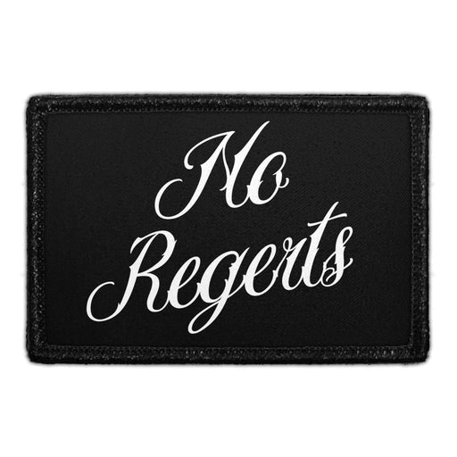 No Regerts - Black Background - Removable Patch - Pull Patch - Removable Patches For Authentic Flexfit and Snapback Hats