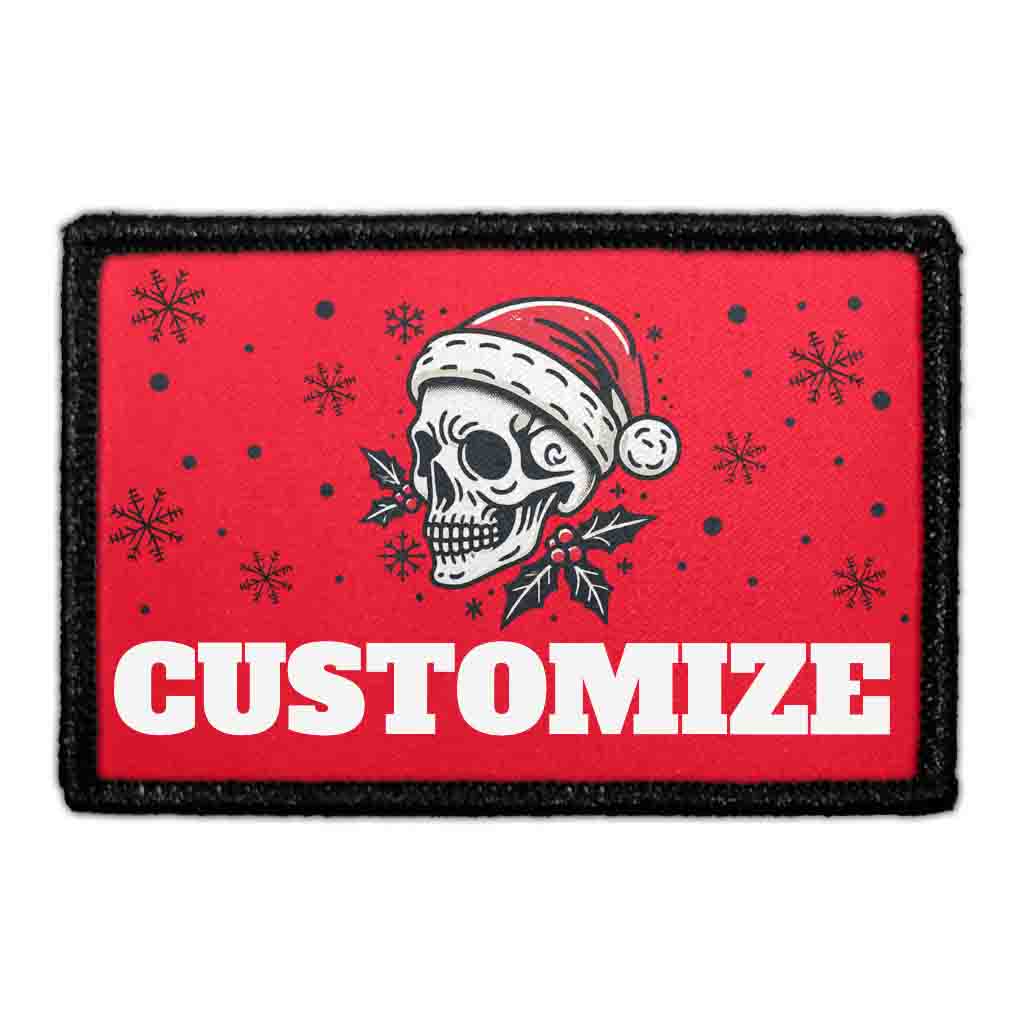 Custom Christmas Skull - Removable Patch - Pull Patch - Removable Patches For Authentic Flexfit and Snapback Hats