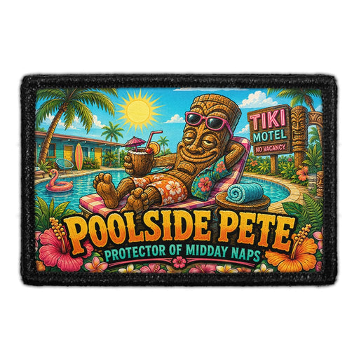 Poolside Pete - Protector of Midday Naps  - Meta Data - Crop Image Text - - Removable Patch - Pull Patch - Removable Patches For Authentic Flexfit and Snapback Hats
