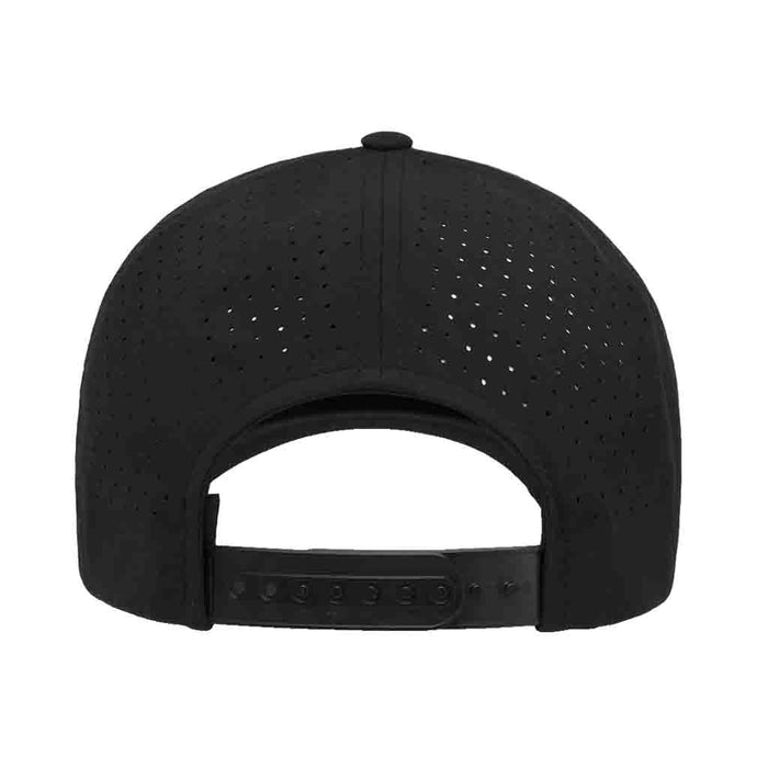 Premium Snapback Hat with Perforation - Curved Bill by Pull Patch (Black)