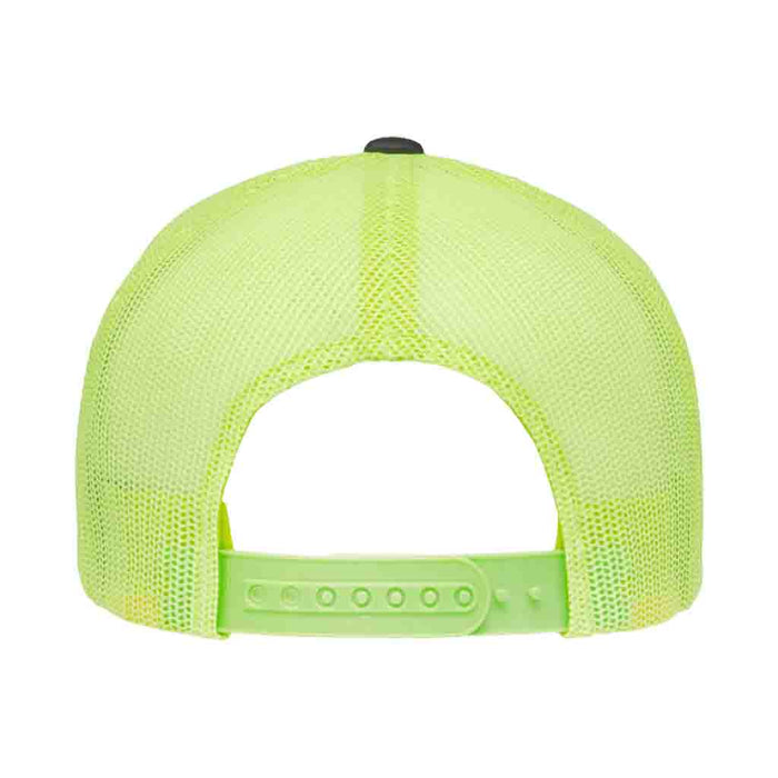 Trucker - Curved Bill - 2-Tone Pull Patch Hat By Snapback - Charcoal and Neon Green - Pull Patch - Removable Patches That Stick To Your Gear