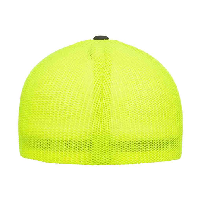 TRUCKER - CURVED BILL - 2-TONE PULL PATCH HAT BY FLEXFIT - CHARCOAL AND NEON GREEN - Pull Patch - Removable Patches That Stick To Your Gear