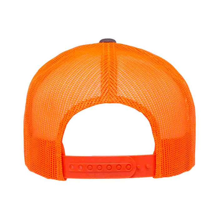 Trucker - Curved Bill - 2-Tone Pull Patch Hat By Snapback - Charcoal and Neon Orange - Pull Patch - Removable Patches That Stick To Your Gear