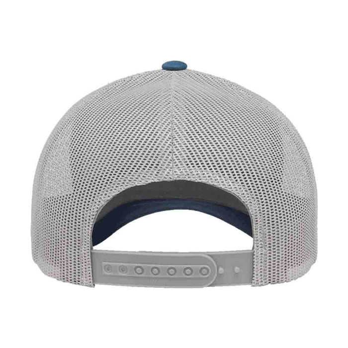 Retro Trucker 2-Tone Pull Patch Hat By Snapback - Steel Blue and Silver - Pull Patch - Removable Patches For Authentic Flexfit and Snapback Hats