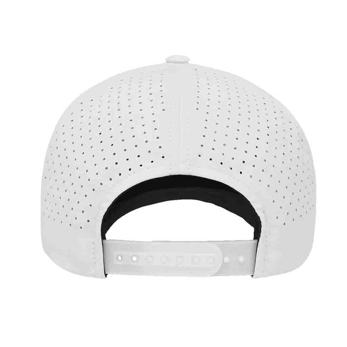 Premium Snapback Hat with Perforation - Curved Bill by Pull Patch (White)