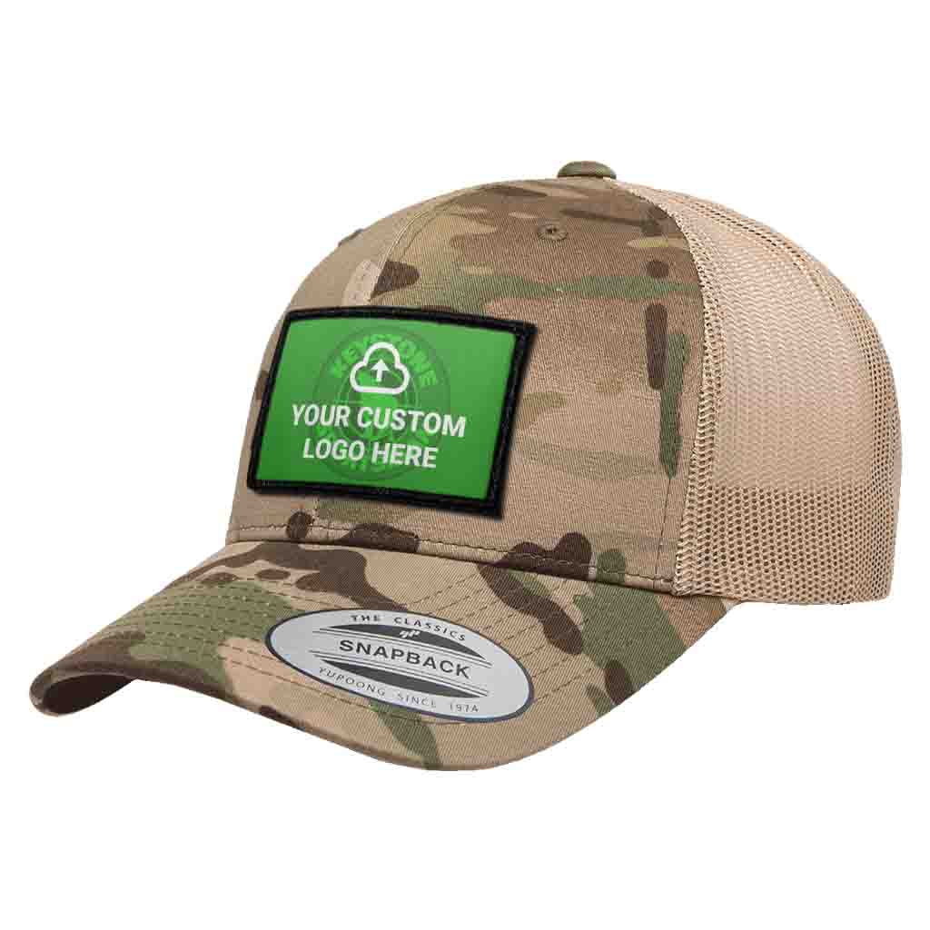 Custom Logo Patch + Multicam® Trucker Hat | Velcro® Compatible Bundle ...
