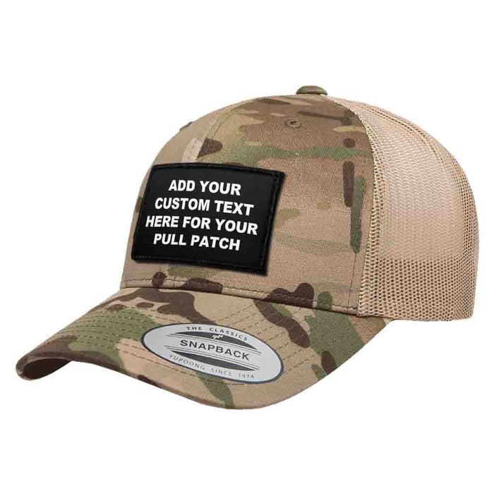 Bundle: 4 Lines Custom Text + Curved Bill Multicam® Trucker Hat (Camo & Khaki)