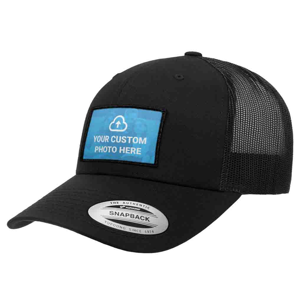 Custom Photo Patch + Black Trucker Hat | Velcro® Compatible Bundle ...