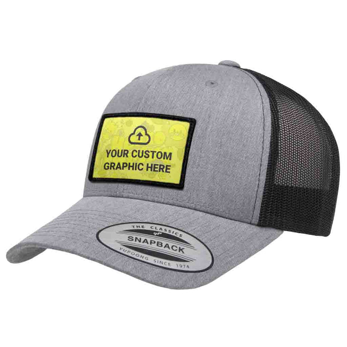 Bundle: Custom Graphic + Curved Bill Trucker Hat (Heather & Black)