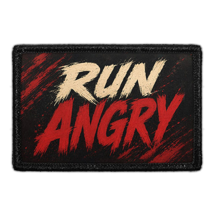 Run Angry  - Meta Data - Crop Image Text - - Removable Patch - Pull Patch - Removable Patches For Authentic Flexfit and Snapback Hats

