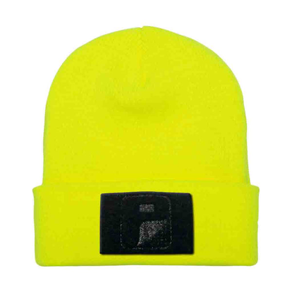 Beanie Pull Patch Cap By Flexfit - Yellow - Pull Patch - Removable Patches That Stick To Your Gear
