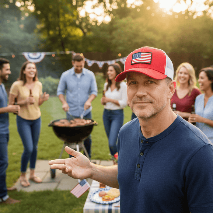 Trucker Curved Bill Snapback Hat by Pull Patch (Red/White)