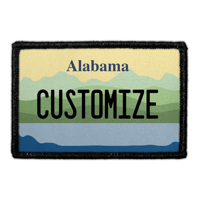 Customizable - Alabama License Plate - Removable Patch - Pull Patch - Removable Patches That Stick To Your Gear