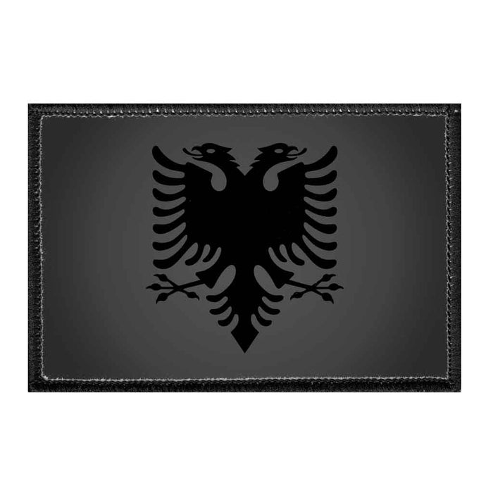 Albania Flag - Black and White - Removable Patch - Pull Patch - Removable Patches For Authentic Flexfit and Snapback Hats