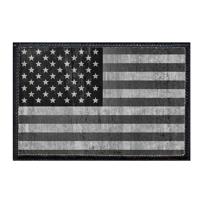 American Flag - Black and White - Distressed - Patch - Pull Patch - Removable Patches For Authentic Flexfit and Snapback Hats