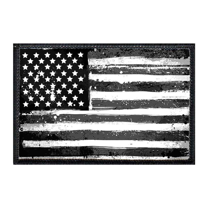 American Flag - Black and White - Distressed - Patch - Pull Patch - Removable Patches For Authentic Flexfit and Snapback Hats