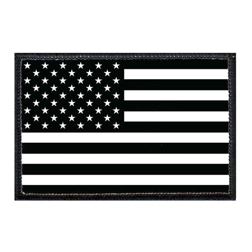 American Flag - Black and White - Patch - Pull Patch - Removable Patches For Authentic Flexfit and Snapback Hats