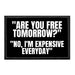 "Are You Free Tomorrow?" "No, I'm Expensive Everyday" - Removable Patch - Pull Patch - Removable Patches That Stick To Your Gear