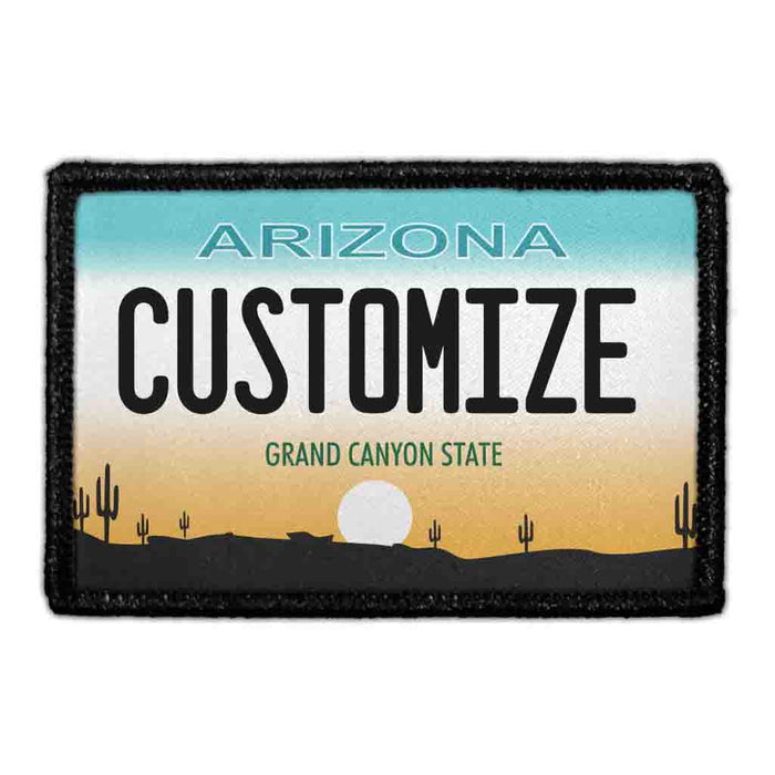 Customizable - Arizona License Plate - Removable Patch - Pull Patch - Removable Patches That Stick To Your Gear