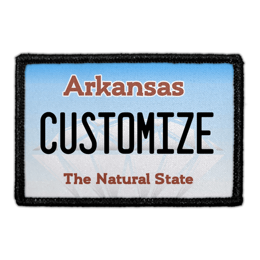 Customizable - Arkansas License Plate - Removable Patch - Pull Patch - Removable Patches For Authentic Flexfit and Snapback Hats