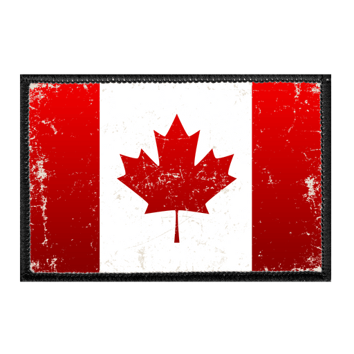 Canada Flag - Color - Distressed - Removable Patch - Pull Patch - Removable Patches For Authentic Flexfit and Snapback Hats