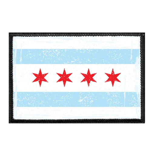 Chicago City Flag - Color - Distressed - Removable Patch - Pull Patch - Removable Patches For Authentic Flexfit and Snapback Hats