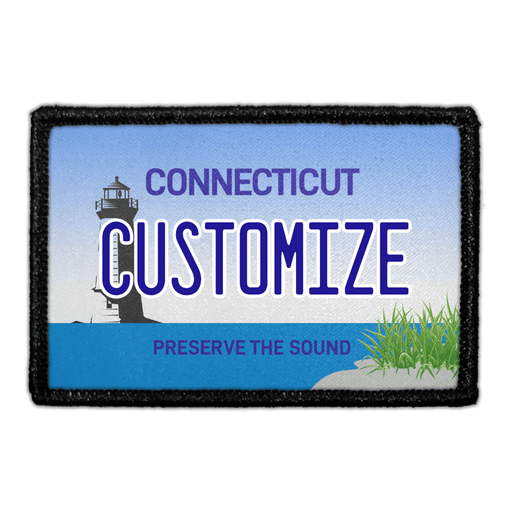 Customizable - Connecticut License Plate - Removable Patch - Pull Patch - Removable Patches That Stick To Your Gear