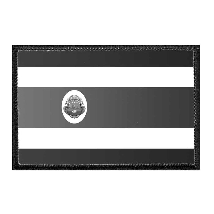 Costa Rica Flag - Black and White - Removable Patch - Pull Patch - Removable Patches For Authentic Flexfit and Snapback Hats