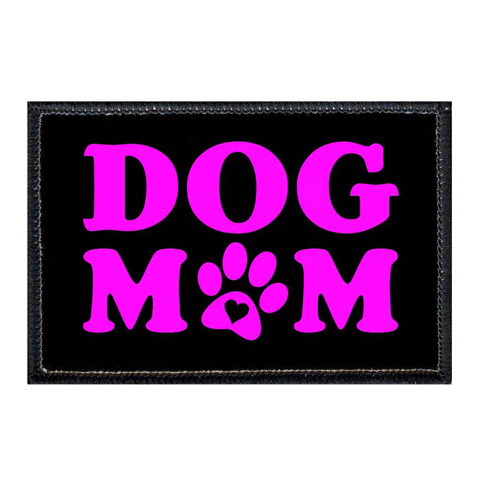 Dog Mom - Pink And Black - Patch - Pull Patch - Removable Patches For Authentic Flexfit and Snapback Hats