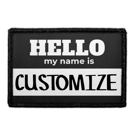 Customizable - Hello My Name Is - Black - Removable Patch - Pull Patch - Removable Patches For Authentic Flexfit and Snapback Hats