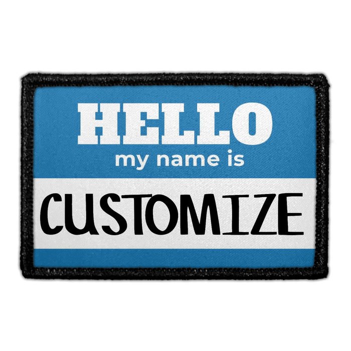 Customizable - Hello My Name Is - Blue - Removable Patch - Pull Patch - Removable Patches For Authentic Flexfit and Snapback Hats