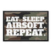 Eat. Sleep. Airsoft. Repeat - Removable Patch - Pull Patch - Removable Patches For Authentic Flexfit and Snapback Hats