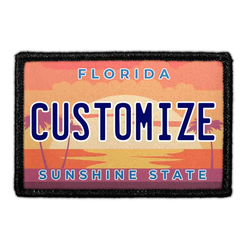 Customizable - Florida License Plate - Removable Patch - Pull Patch - Removable Patches That Stick To Your Gear