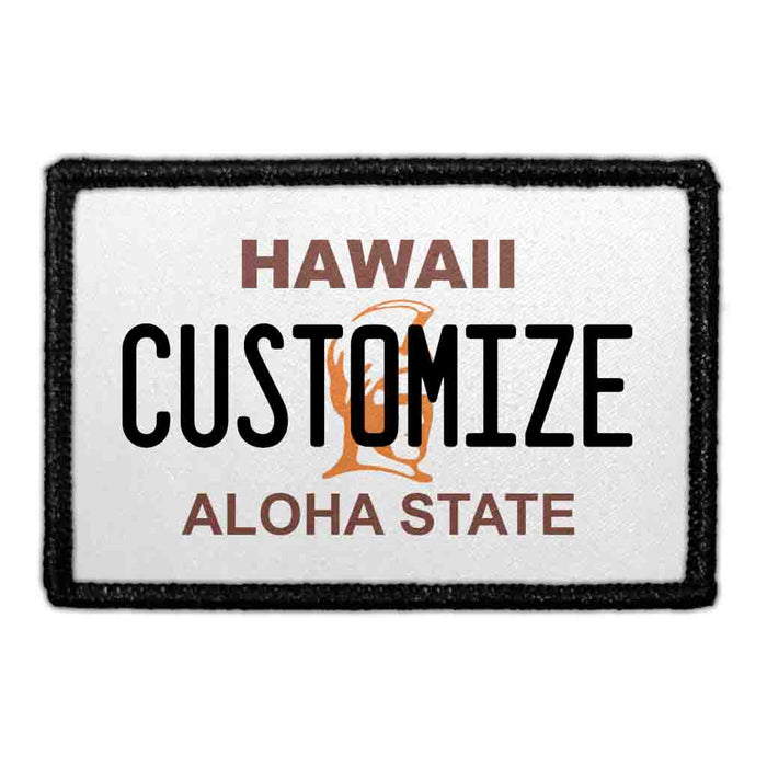 Customizable - Hawaii License Plate - Removable Patch - Pull Patch - Removable Patches That Stick To Your Gear