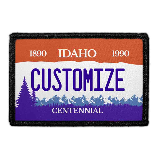 Customizable - Idaho License Plate - Removable Patch - Pull Patch - Removable Patches That Stick To Your Gear