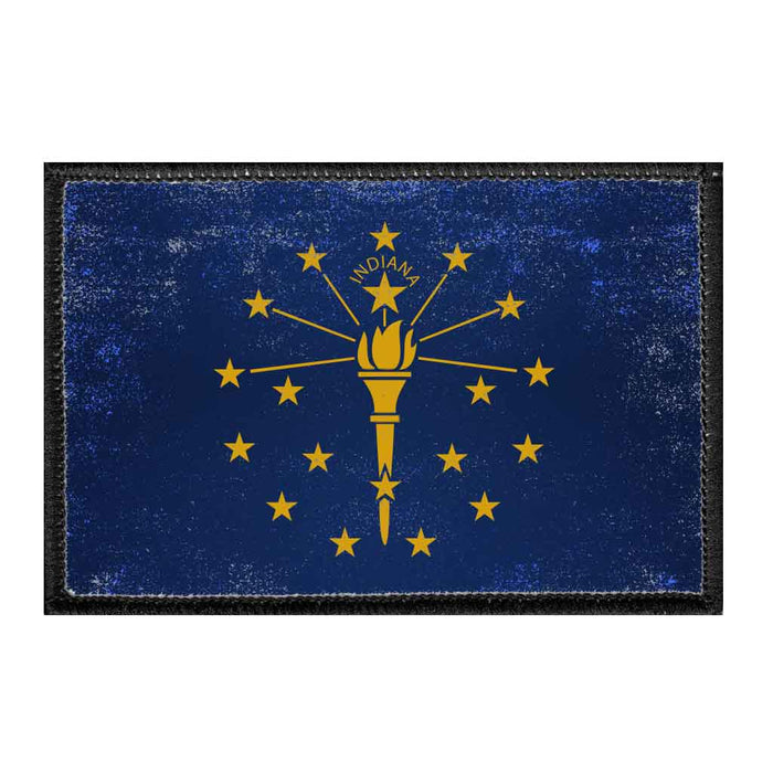 Indiana State Flag - Color - Distressed - Removable Patch - Pull Patch - Removable Patches For Authentic Flexfit and Snapback Hats