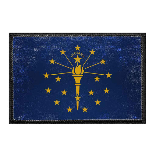 Indiana State Flag - Color - Distressed - Removable Patch - Pull Patch - Removable Patches For Authentic Flexfit and Snapback Hats