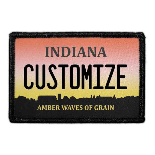 Customizable - Indiana License Plate - Removable Patch - Pull Patch - Removable Patches That Stick To Your Gear