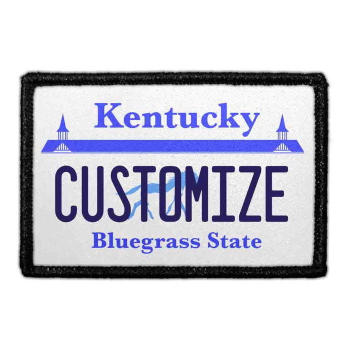 Customizable - Kentucky License Plate - Removable Patch - Pull Patch - Removable Patches That Stick To Your Gear