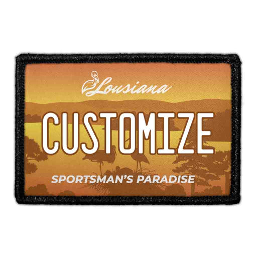 Customizable - Louisiana License Plate - Removable Patch - Pull Patch - Removable Patches That Stick To Your Gear