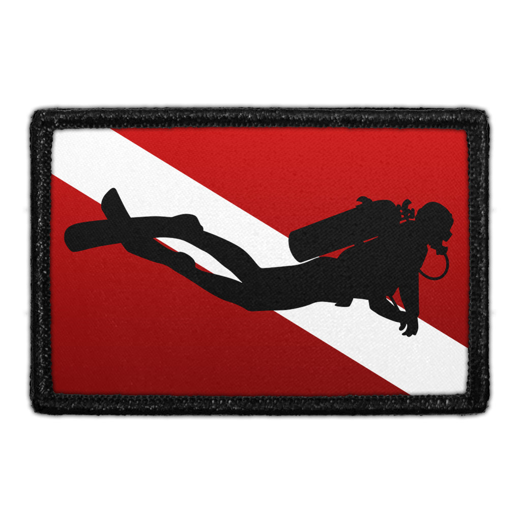 Diver Down Flag With Diver - Removable Patch - Pull Patch - Removable Patches That Stick To Your Gear